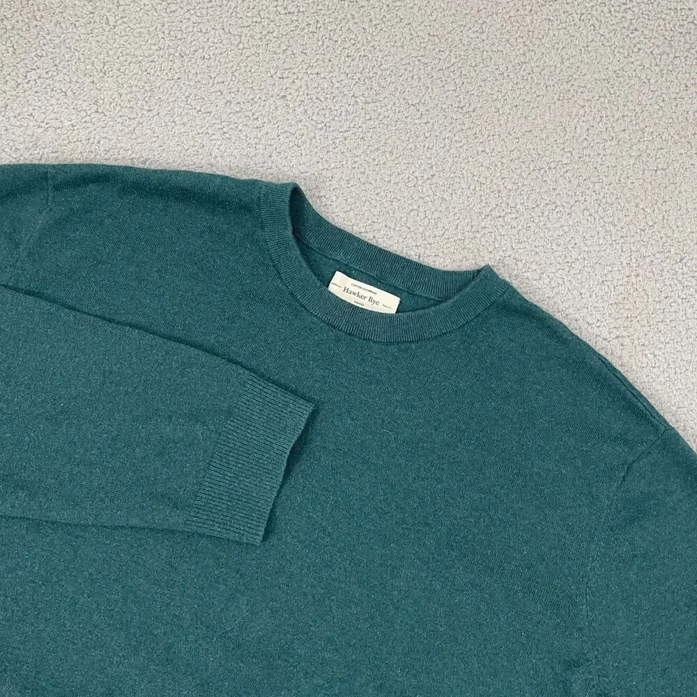 Hawker Rye Cotton Cashmere Sweater Men 3XL Hunter Green Preppy Pullover